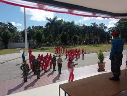Siapkan Upacara HUT Kemerdekaan RI, Koramil Jajaran Kodim 1615/Lotim Latih Paskibra