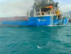 Kapal MV Abusamah Terbakar di Perairan Cilegon Banten