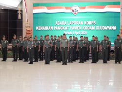 Kasdam IX/Udayana Pimpin Upacara Pelantikan Kenaikan Pangkat 49 Orang Pamen