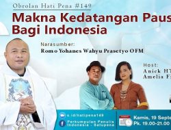 SATUPENA Ungkap Makna Kedatangan Paus Fransiskus ke Indonesia